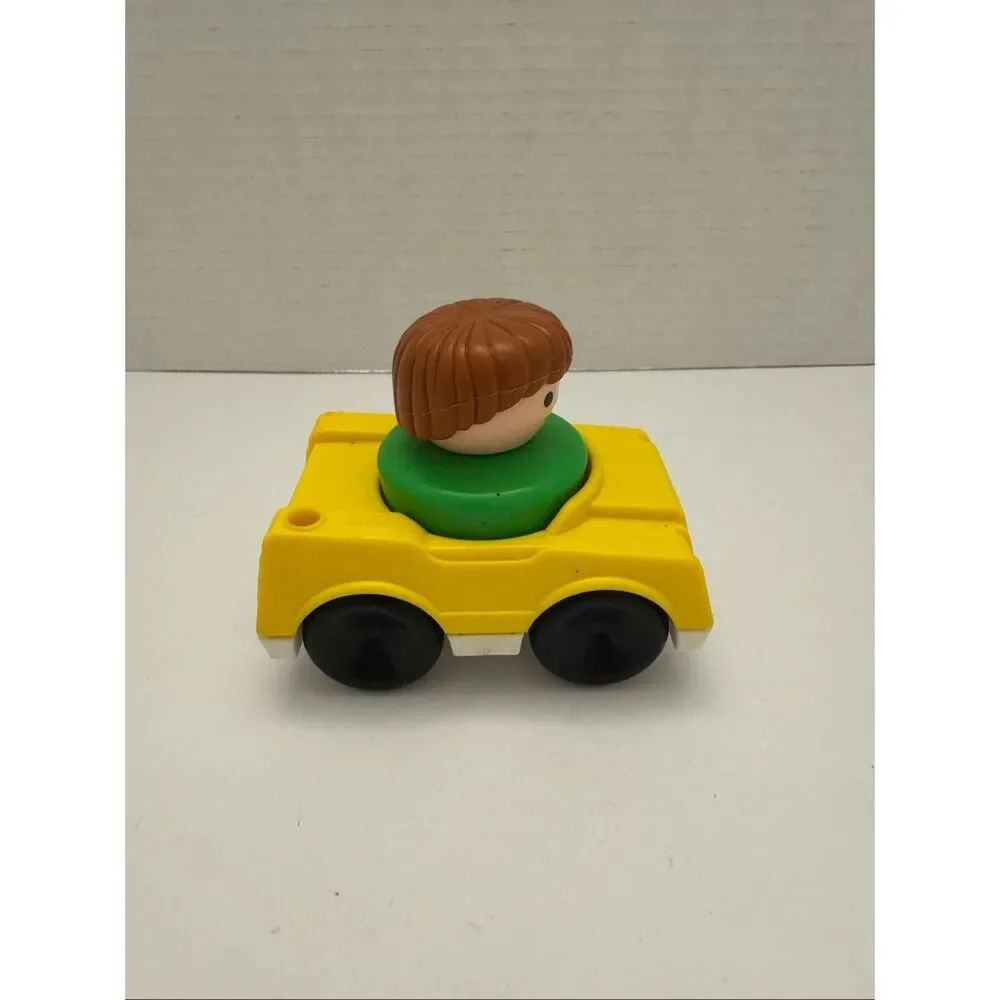 Fisher Price Little People Yellow Car and Figure from Garage Set Vintage 1990